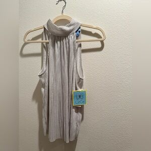 CeCe Shimmering Silver Top